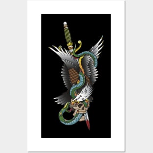 Tattoo Eagle and Snake Posters and Art